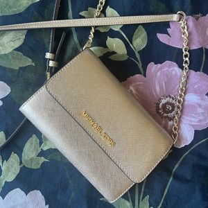 Michael Kors gold mini crossbody purse